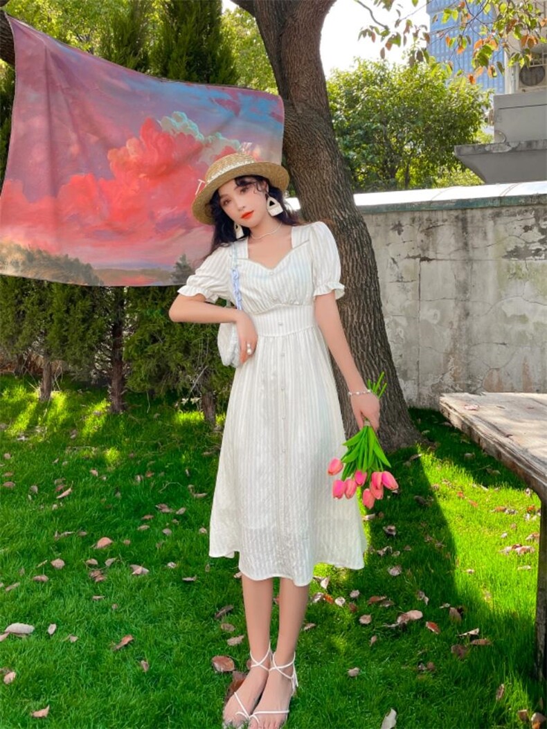 净色连衣裙领口，女装连衣裙，安玖拉