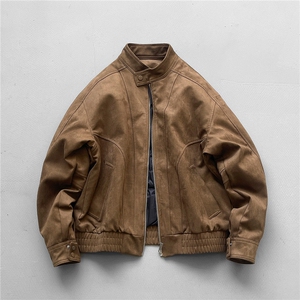 2025冬季新款复古鹿皮绒宽松休闲保暖立领夹克羽绒服 599图片
