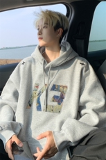 450克秋冬复古刺绣重磅连帽卫衣男B208-WY3607-P65控98，男装卫衣，电商B208
