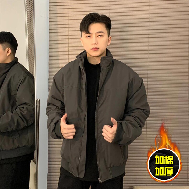 现货秋冬季美拉德立领飞行立领夹克boxy廓形棉衣高街加厚加棉外套，男装夹克，电商A443