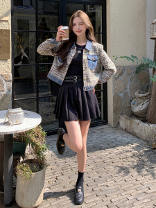 大货  小香风拼接牛仔短款外套2C309-8042-p135-k198图片