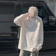 Q09/P38美式纯棉重磅长袖t恤男款春高街潮牌圆领内搭打底衫，男装T恤，星座1506