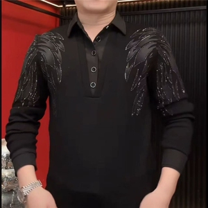 大货数据男士加绒衬衫修身衬衣翅膀个性款