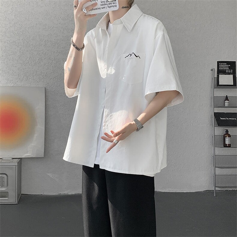 CS1143-特批25 控49 夏薄款冰丝面料大码短袖衬衫防晒透气外套图片