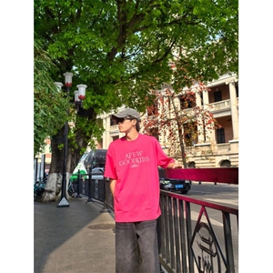 M540-P35夏季美式复古潮流宽松休闲百搭时尚短袖圆领T恤 男女同款图片
