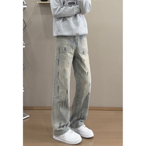 直筒牛仔裤春夏重工钉钻显瘦百搭宽松休闲阔腿拖地裤子 NR11图片