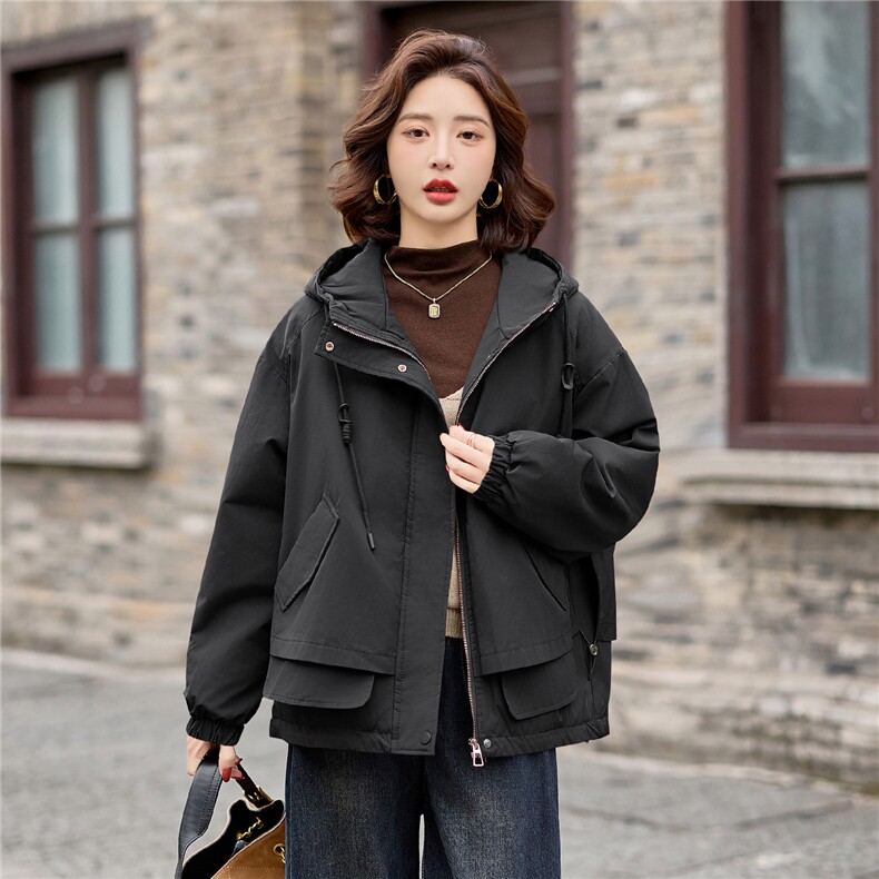 2025冬季女装新款大量现货时尚休闲连帽加棉派克服棉服,女装派克服,魅衣本色