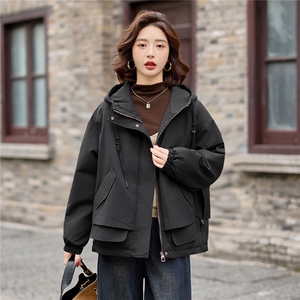 2025冬季女装新款大量现货时尚休闲连帽加棉派克服棉服图片