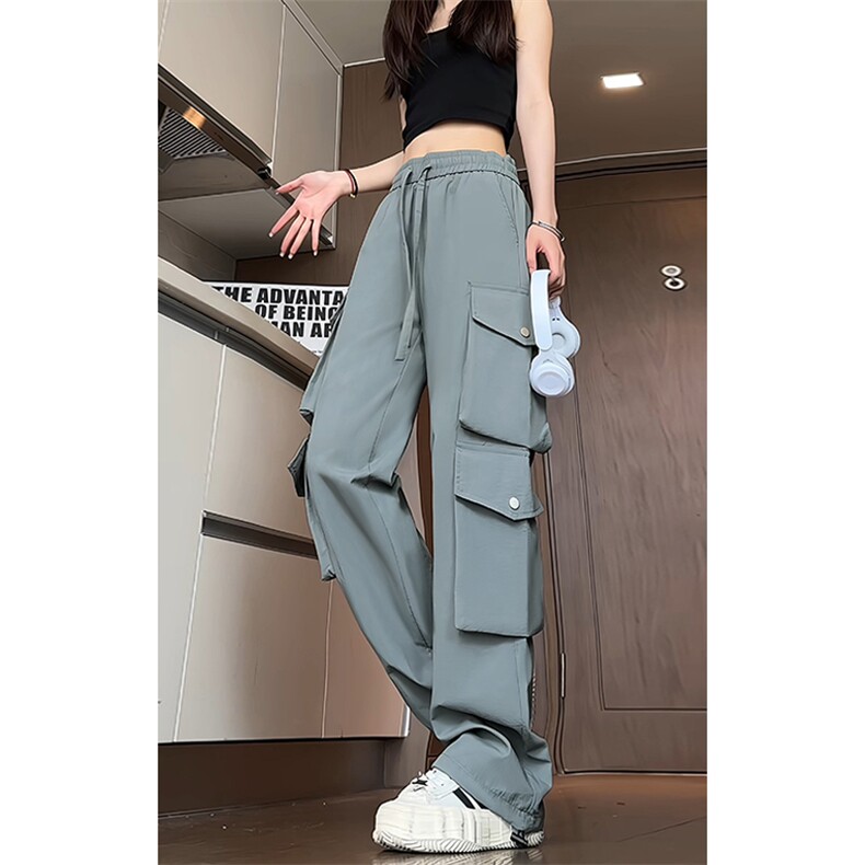 特批P43无差价夏秋衔接大口袋抽绳束脚工装裤男直筒拖地长裤K1368，男装工装外套，电商A001-1
