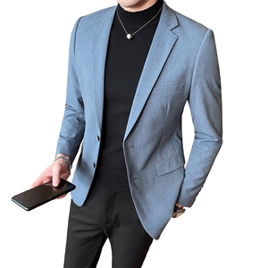 2021春新款西装 男士蓝色西装西服西外套810-图片