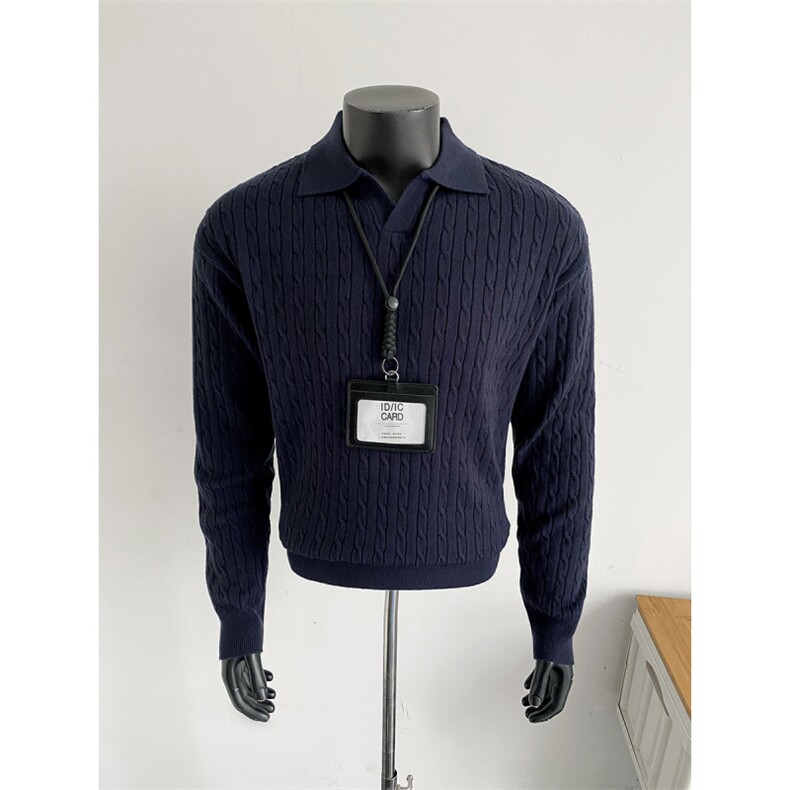 自家假模图B216D1201P752025秋冬海鸥领麻花毛衣藏青，男装针织衫/毛衣，电商B216（原B302）