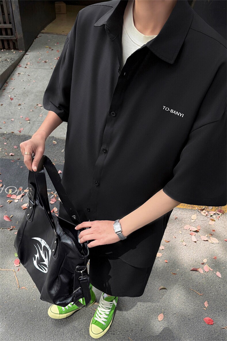 休闲运动套装5XT3028-TP4068字母印花短袖衬衫短裤两件套男,男装休闲套装,电商A102
