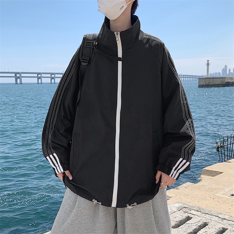 韩版工装休闲工装男女个性夹克纯色开衫条纹外套学院风W1546-P48,男装夹克,星座512-4