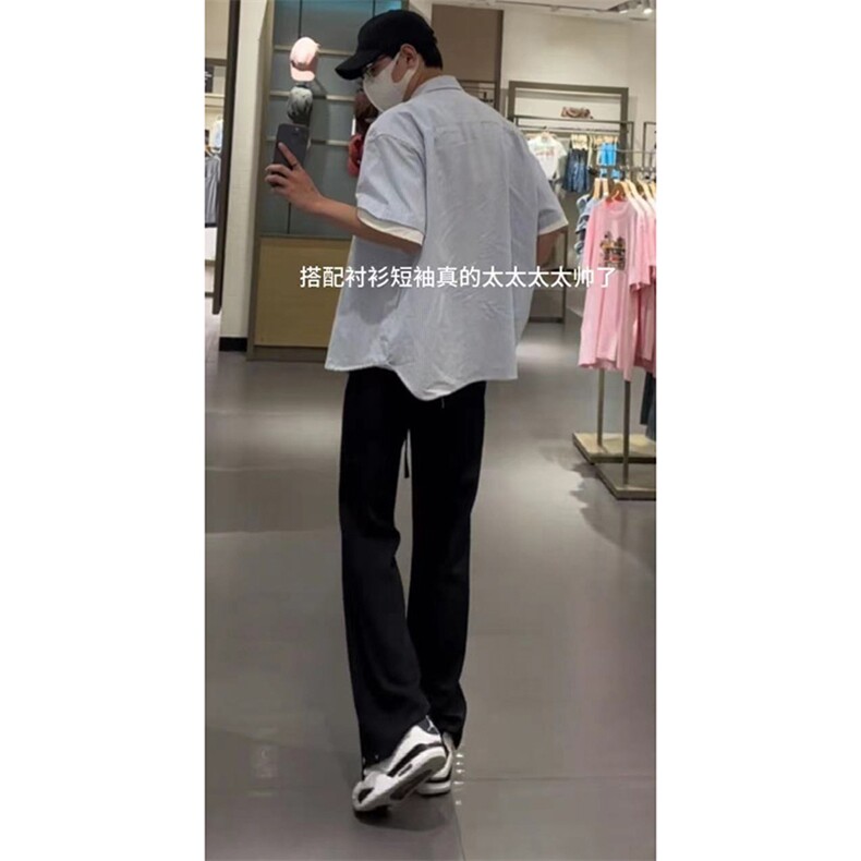 美式高街hiphop冰丝铆钉微喇休闲裤货号K2426P55,男装休闲裤,电商A063