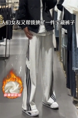 薄款改加绒特批P35无差价抖音三条杠银狐绒卫裤男K1990J加绒，男装休闲裤，电商A001-1