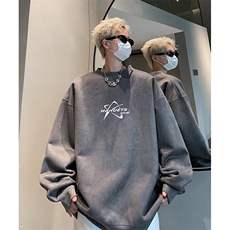 抖音得物供货提供视频秋冬重磅美式麂皮绒圆领卫衣JY306，男装卫衣，电商A486