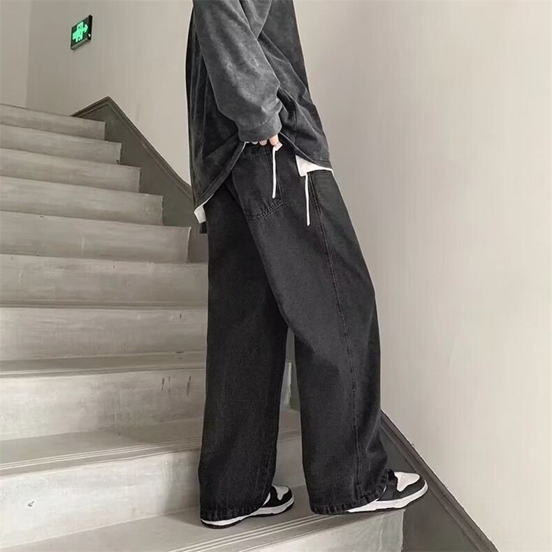 2025新款美式复古粗绳牛仔裤男女宽松直筒阔腿裤长裤NZ713,男装牛仔裤,星座1108-1