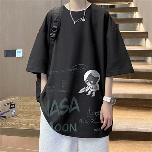 NASA联名同款华夫格t恤男短袖男大码五分袖 酒店风 HT73187-P22图片