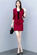 现货2023秋季时尚简约大方气质优雅收腰显瘦休闲修身潮流两件套，女装套装/套裙，三木叶子