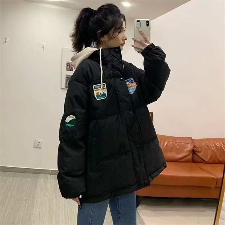 1506/Q2100/P64冬季加绒加厚面包服新款潮流日系简约棉衣外套男图片