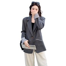 28081-7708-P145-K218春装新款灰色休闲百搭设计感西装外套，女装西装，2B081