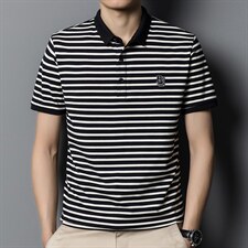 条纹短袖T恤男薄款翻领男装夏季青年男士休闲棉质体恤POLO衫百搭,男装T恤,电商B212（原钱塘6029）