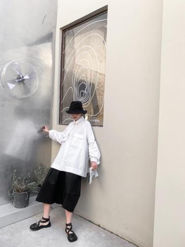 【现货】2021新款春暗黑系工装大口袋长袖衬衫,女装衬衫,壹题YITI