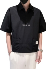 23年夏季男士翻领T恤A210-8035-p4890%锦纶10%氨纶，男装T恤，电商A210