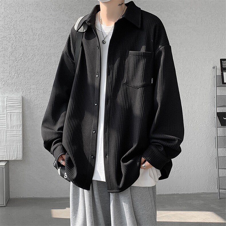 8XL-M春季衬衫外套纯色大码复古宽松轻熟风穿搭长袖衬衣CS9003P58图片