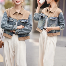 2025春季新款设计感拼接撞色短款休闲牛仔外套女小个子夹克上衣潮，女装牛仔外套，江南女神