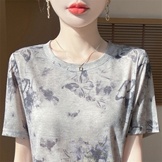 夏季轻薄短袖薄款宽松女针织衫V领短袖，女装针织衫/毛衣，绒宛羊绒
