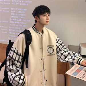 港风  秋季新品潮流宽松呢料夹克棒球服外套男女 G6707 P85控108图片