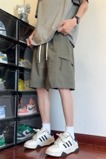 wassuphappy日系工装短裤男士夏季薄款潮牌透气休闲运动五分裤子，男装牛仔裤，电商A161