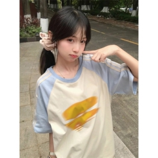 抖音得物品质二开240克宽松纯棉美式潮牌插肩三杠织带短袖T恤，男装T恤，电商A486
