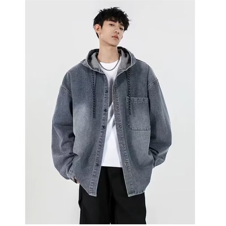 J9842-P65美式高街渐变色复古工装连帽夹克牛仔外套,男装工装外套,星座617A-2