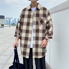 2023夏季新上市潮牌大码宽松流行七分袖青少年衬衫CS7119-P35，男装衬衫，电商A128