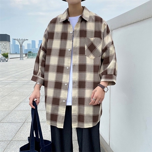 2023夏季新上市潮牌大码宽松流行七分袖青少年衬衫CS7119-P35图片