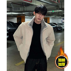 现货高品质美式高街重磅座山雕毛毛立领pu麂皮棉衣男女加厚外套冬，男装棉衣，电商A486-1