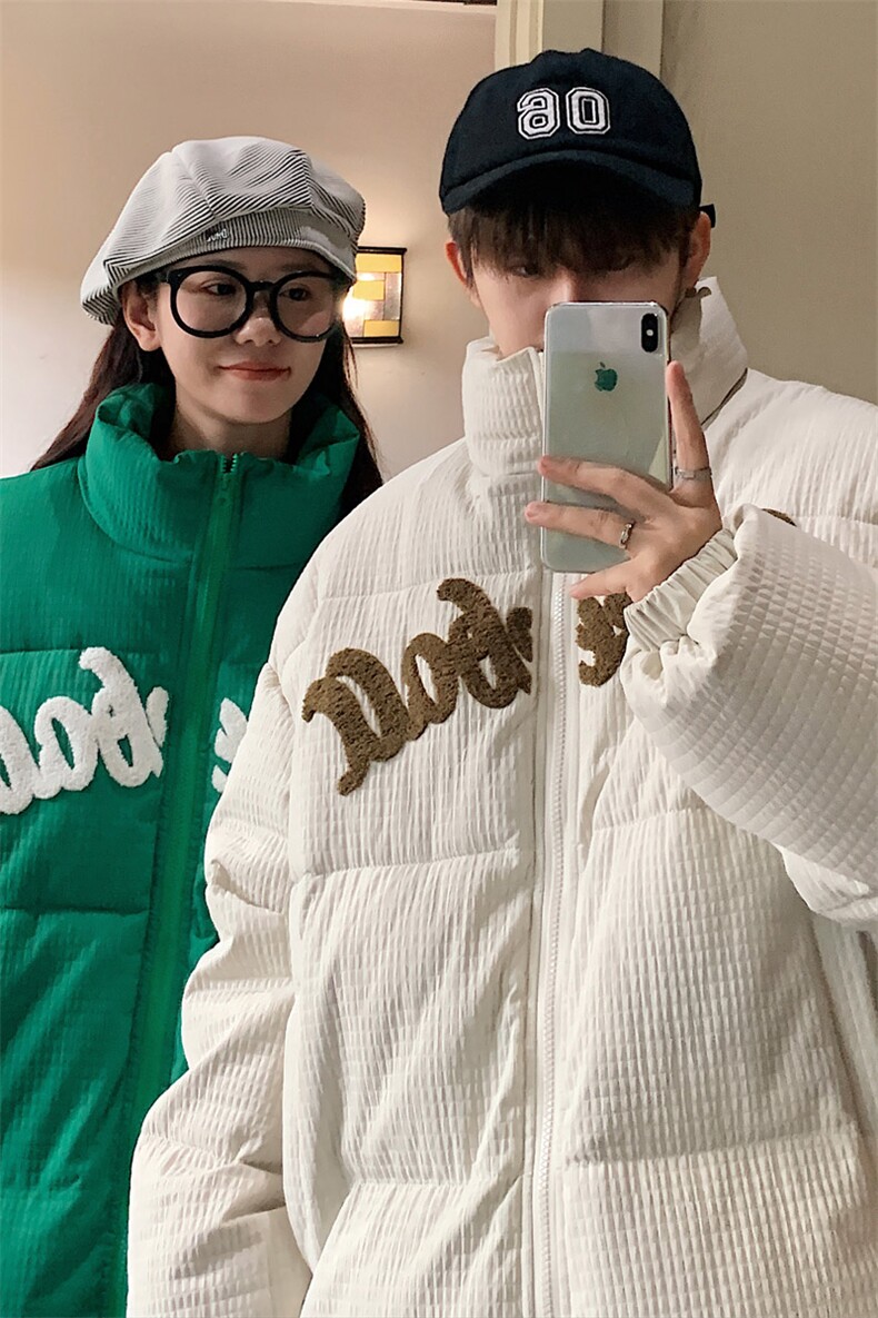 2023冬季新款潮牌情侣立领棉衣毛巾绣棉服外套男女MYTC157P95,男装棉衣,电商B220