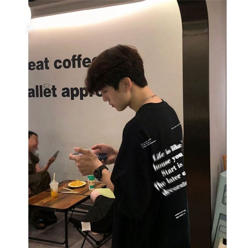 1506/QT0100/31潮牌字母设计印花t恤欧美嘻哈宽松休闲上衣,男装T恤,星座1506