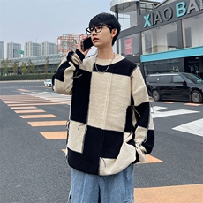 秋冬季美式撞色毛衣男款潮牌宽松休闲慵懒风保暖针织衫，男装针织衫/毛衣，星座410-7