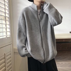 男秋冬季日系复古宽松慵懒风针织衫落肩拉链立领线衣外套SWX005，男装针织衫/毛衣，星座516A