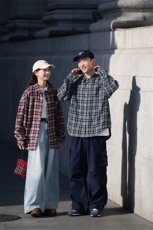 网图2026春季新款格子大码撞色长袖衬衫男C6382特P30建议零售价78，男装衬衫，电商A001