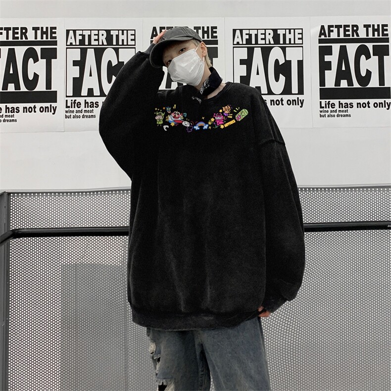 美式潮牌重磅水洗做旧圆领卫衣力推大码男XZ517A-BK5558-P58,男装卫衣,星座517A