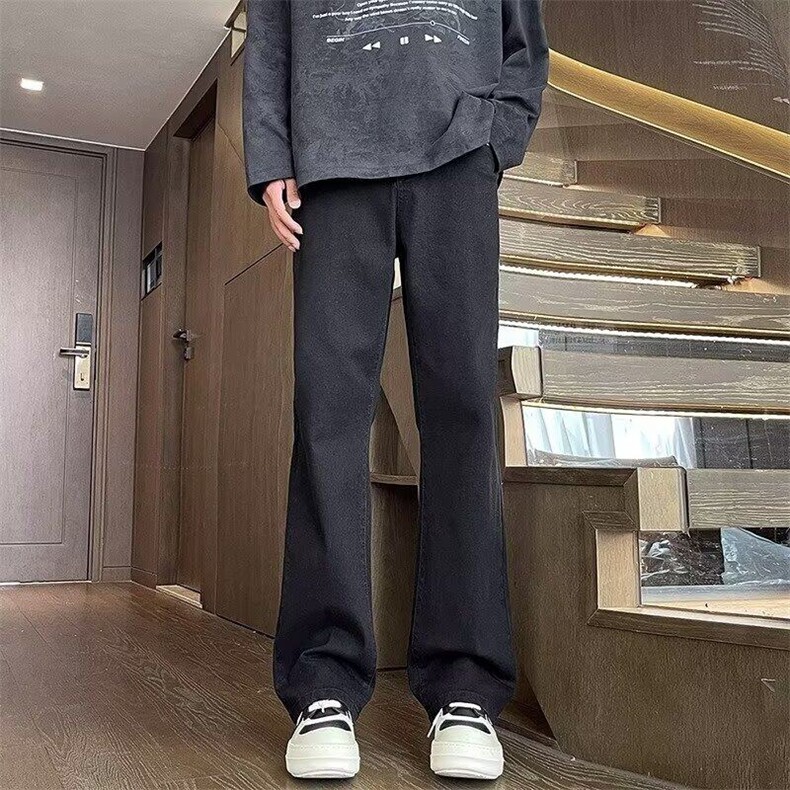 微喇黑色牛仔裤2024新款春秋季美式弹力裤子高街男生休闲长裤子,男装休闲裤,星座506A