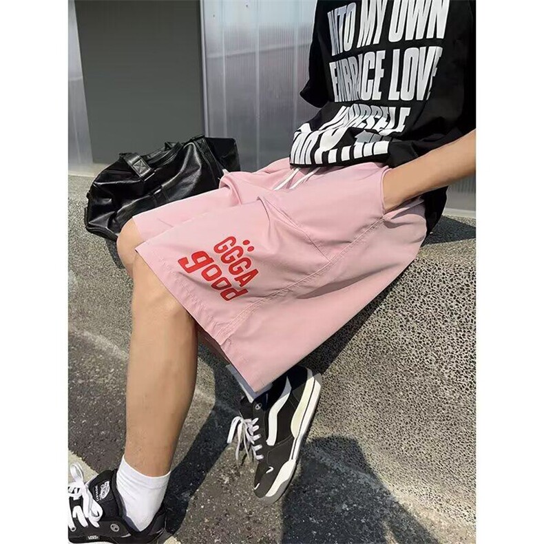 美式多巴胺短裤男女夏新款潮牌运动裤沙滩阔腿五分裤子K6456-P25图片