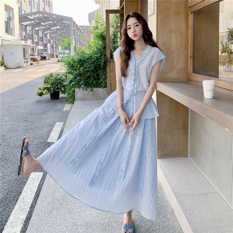 【新款现货】设计感木耳边套装2C213-2502-P155-K228图片
