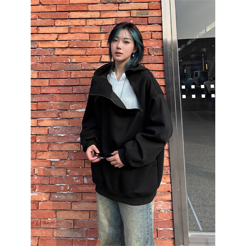 春季港风美式潮流拉链设计套头连帽卫衣潮XZ213-W2205-P70控88,男装卫衣,星座213
