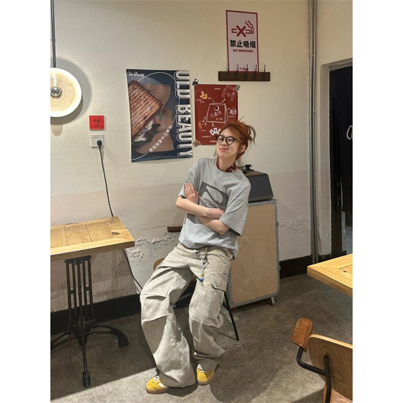 T0649-P25高级感花灰色小众字母设计纯棉印花短袖男女同款大码,男装T恤,星座617A-2
