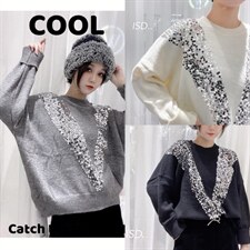 小众设计亮片毛衣，女装针织衫/毛衣，艾蔚儿